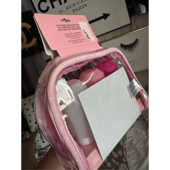 Vintage style Juicy Couture pvc travel Makeup Cosmetic Case Bag Pouch & bottles - Picture 2 of 3